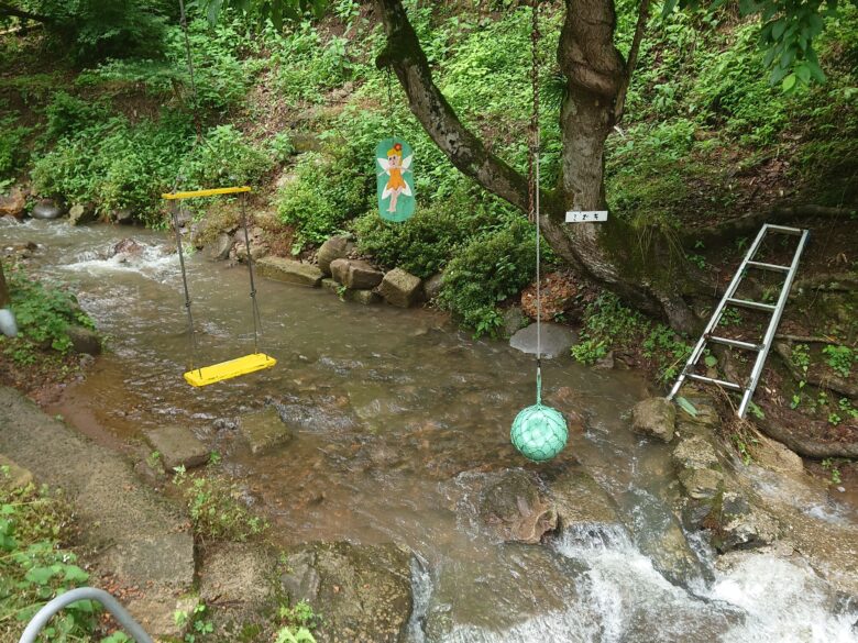 ケロンの小さな村の小川遊び