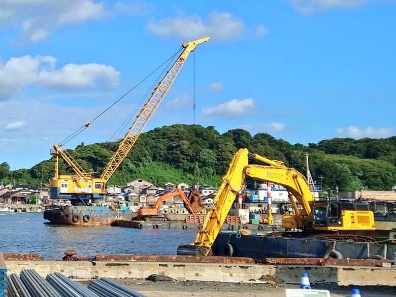 輪島港の能登半島地震の復旧作業