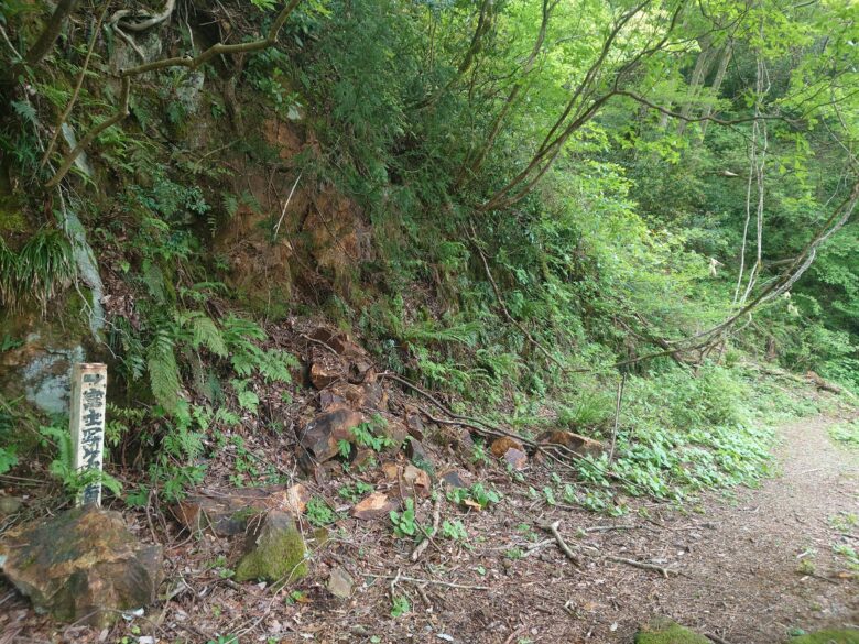 我谷吊橋を渡って右側
