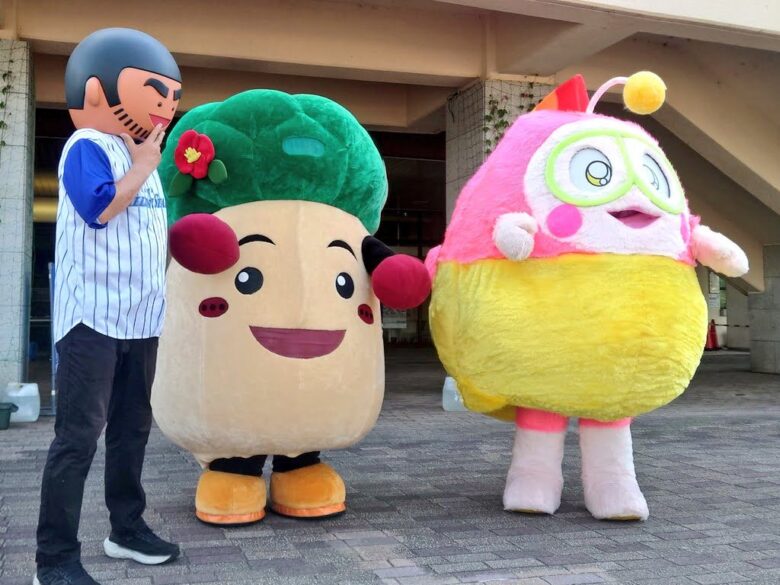 能登復興チャリティゲーム2025のプク丸ちゃんとみつけたろうとタン坊