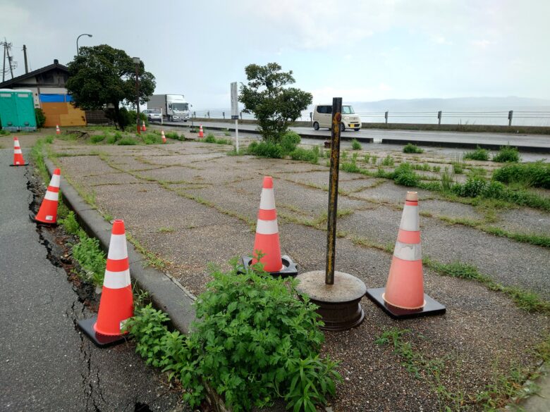 根木ポケットパークの被災した敷地