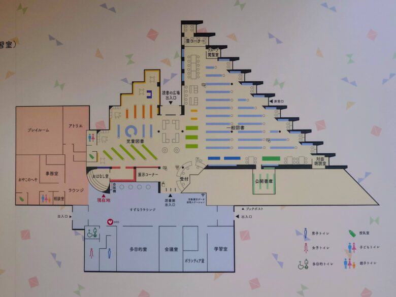 珠洲市民図書館の館内の見取図