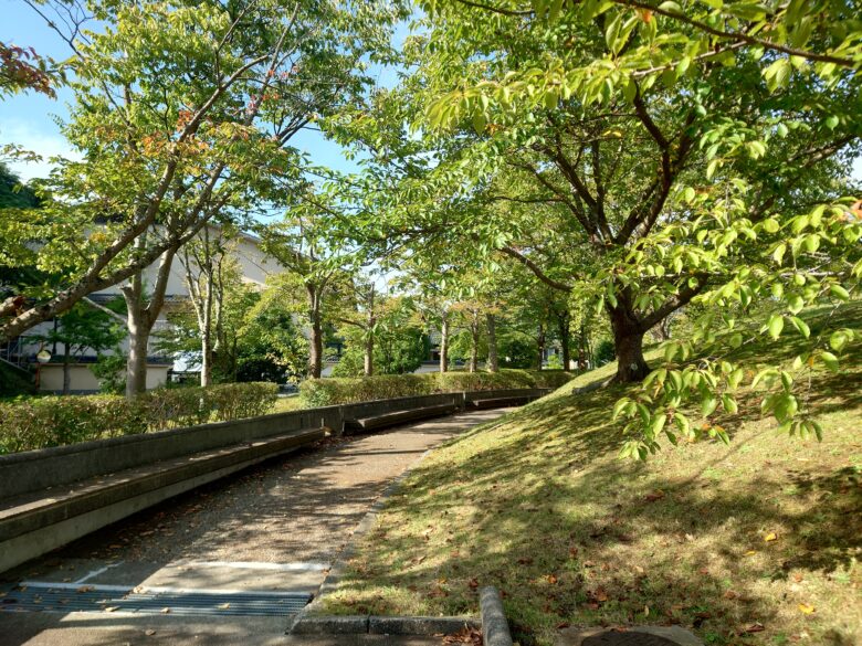 石川県七尾美術館の敷地の端の散歩道
