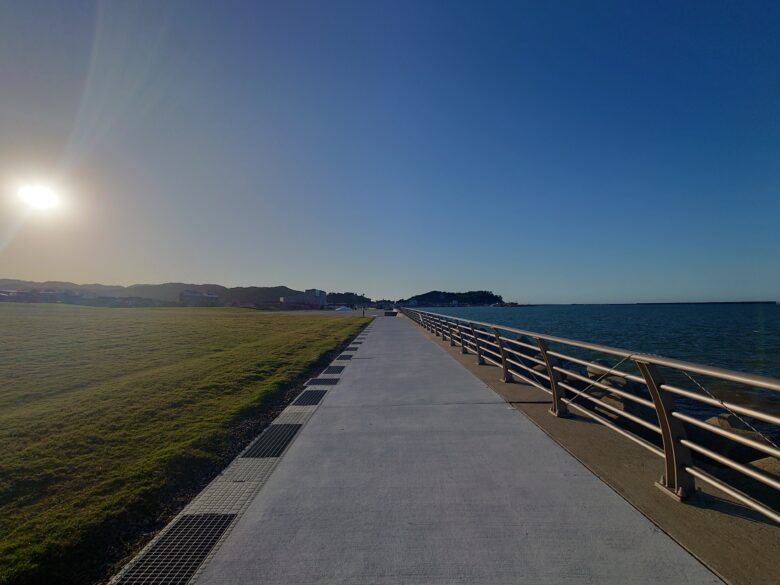 マリンタウンこどもの広場の護岸の散歩道
