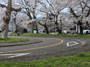 神田交通公園の道路のカーブ